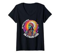 Womens Indigenous Peoples Day, No One Is Illegal On Stolen Land V-Neck T-Shirt