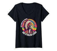 Womens Indigenous Peoples Day, No One Is Illegal On Stolen Land V-Neck T-Shirt