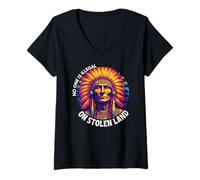 Womens Indigenous Peoples Day, No One Is Illegal On Stolen Land V-Neck T-Shirt