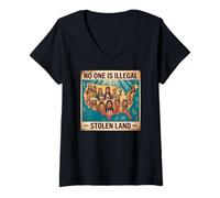 Womens Indigenous Peoples Day No One is Illegal on Stolen Land V-Neck T-Shirt