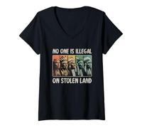 Womens Indigenous Rights No One is Illegal on Stolen Land V-Neck T-Shirt
