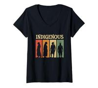 Womens Indigenous Spirit Warrior Tribal Vintage Ancestor V-Neck T-Shirt
