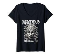 Women's Indigenous Strength Ancestors Ancient Cultures Proud Roots V-Neck T-Shirt