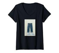 Womens Indigo Icons Painterly Denim Art for The True Denimhead V-Neck T-Shirt