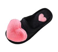 Womens Indoor Warm Plush Big Love Flat Bottom Cotton Slippers for Winter Season, pink, 5 UK