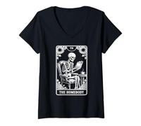 Women's Indoorsy The Homebody Tarot Card Reading Funny Introvert V-Neck T-Shirt