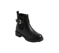 Womens INES Chunky Sole Buckle Chelsea Boots Black UK Size 3-8 Casual