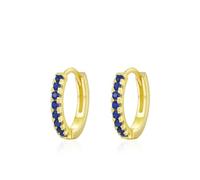 Women's Infinity Gold 375 Earrings Round Blue Lab Created Sapphire