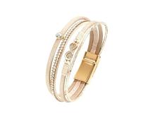 Women's Infinity Symbol Bracelet - Bohemian Style with Micro Pave Crystals, Magnetic Clasp, Braided Leather Straps & Diamond-Embedded Design, Mittelgroße, Leather, no