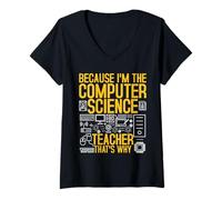 Womens Information Technology Code I'm The Computer Science Teacher V-Neck T-Shirt