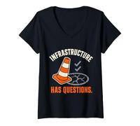 Women's Infrastructure Has Questions Public Works Humor V-Neck T-Shirt
