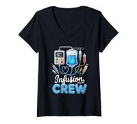 Women's Infusion Crew Nurse Squad Therapy Nursing Registered Medical V-Neck T-Shirt