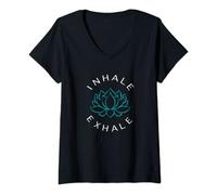 Womens Inhale Exhale, workout, yoga, meditation, motivation V-Neck T-Shirt