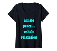 Womens Inhale Peace Exhale Relation Mindful Meditation Mantra V-Neck T-Shirt