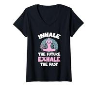 Womens Inhale The Future Exhale The Past Yoga Meditation Quote V-Neck T-Shirt