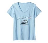 Women's Initial D Project.D Varsity Style Logo Car Manga Anime V-Neck T-Shirt