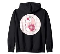 WOMENS INITIAL LETTER 'Q' PATCHWORK PINK FLORAL STITCHING Zip Hoodie