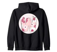 WOMENS INITIAL LETTER 'W' PATCHWORK PINK FLORAL STITCHING Zip Hoodie