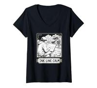 Women's Ink LINE Calm Urban Sketching Architecture Pen Study V-Neck T-Shirt