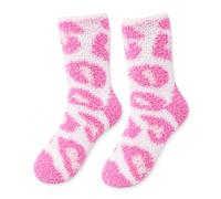 Women's ink & White Leopard Print Pattern Fluffy Socks, Soft Fuzzy Crew Bed Socks, Stretchy One Size Fits Most, 99% Polyester Cosy Loungewear for Home, Everyday Wear, All Seasons.