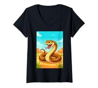 Womens Inland Taipan - Deadliest Snake in Australian Deserts Comic V-Neck T-Shirt