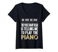 Womens Inner Thought in My Head Says Play The Piano V-Neck T-Shirt
