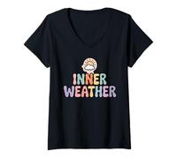 Womens Inner Weather Calm Mindful Reflection Illustration V-Neck T-Shirt
