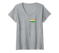 Women's Inquilab Zindabad, India, Indian Flag V-Neck T-Shirt