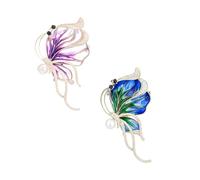 Women's insect corsage accessories,Vintage Enamel Rhinestones Inlaid Pearl Decor Vivid Flying Butterfly Broche (2pcs)