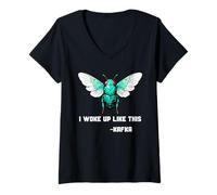 Womens Insect I Woke Up Like This Franz Kafka Cicada Beetle Bugs V-Neck T-Shirt