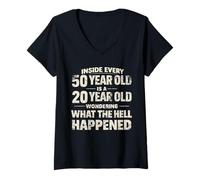 Women's Inside Every 50 Year Old is A 20 Year Old Wondering What V-Neck T-Shirt