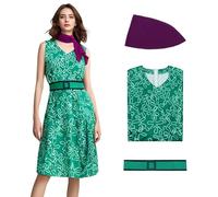 Womens Inside Joy Disgust Costume Floral Pattern Dress Halloween Fancy Dress Outfit for Adult Green XS