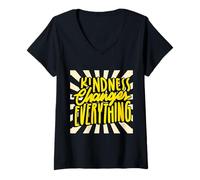 Womens Inspiration Kindness Changes Everything Love Positive V-Neck T-Shirt