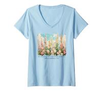 Womens Inspirational Floral Christian Lamentations 3:23 Bible Verse V-Neck T-Shirt