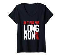 Womens Inspirational Runner Quote Long Run Running Lover V-Neck T-Shirt