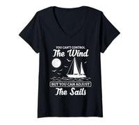 Women's Inspirational Sailing Quote Nautical Wind and Sails Design V-Neck T-Shirt
