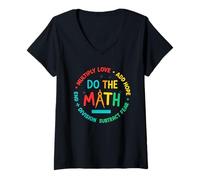 Womens Inspiring Slogan Love Hope Fear Do The Math Positive Quote V-Neck T-Shirt