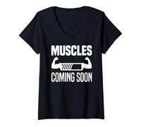 Womens Installing Muscles Coming Soon Please Wait Funny Workout Gym V-Neck T-Shirt