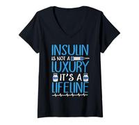 Womens Insulin is Not a Luxury, It’s a Lifeline V-Neck T-Shirt