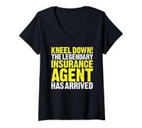 Women's Insurance Agent Kneel Down V-Neck T-Shirt
