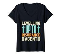 Womens Insurance Agent Levelling Up to Funny Insurance Broker V-Neck T-Shirt