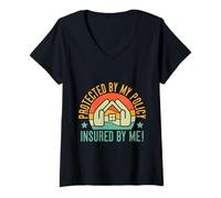 Womens Insurance Agent Protected My Policy Funny Insurance Broker V-Neck T-Shirt