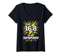 Womens Intermittent Fasting Humor 16 8 Window 20 4 Warrior Faster V-Neck T-Shirt