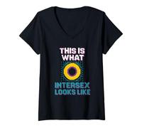 Womens Intersex Pride This is What Intersex Looks Like Proud LGBTQ+ V-Neck T-Shirt
