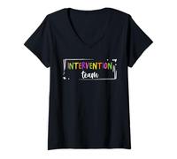 Women's Intervention Team Intervention Teacher Colorful Education V-Neck T-Shirt