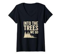 Womens Into the Trees We Go - Vintage Adventure V-Neck T-Shirt