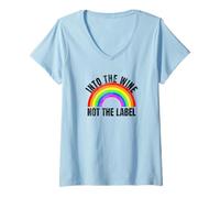 Womens Into The Wine Not The Label LGBTQ+ Rainbow Gay Pride Month V-Neck T-Shirt