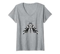 Womens Intricate Moth Graphic Art Entomology V-Neck T-Shirt