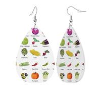 Womens Introduction of various vegetables Print Leather Earrings Teardrop Dangle Earrings Jewelry Outfits Accessories