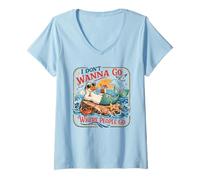 Women's Introvert Duck Mermaid Beach Solitude Vacation V-Neck T-Shirt